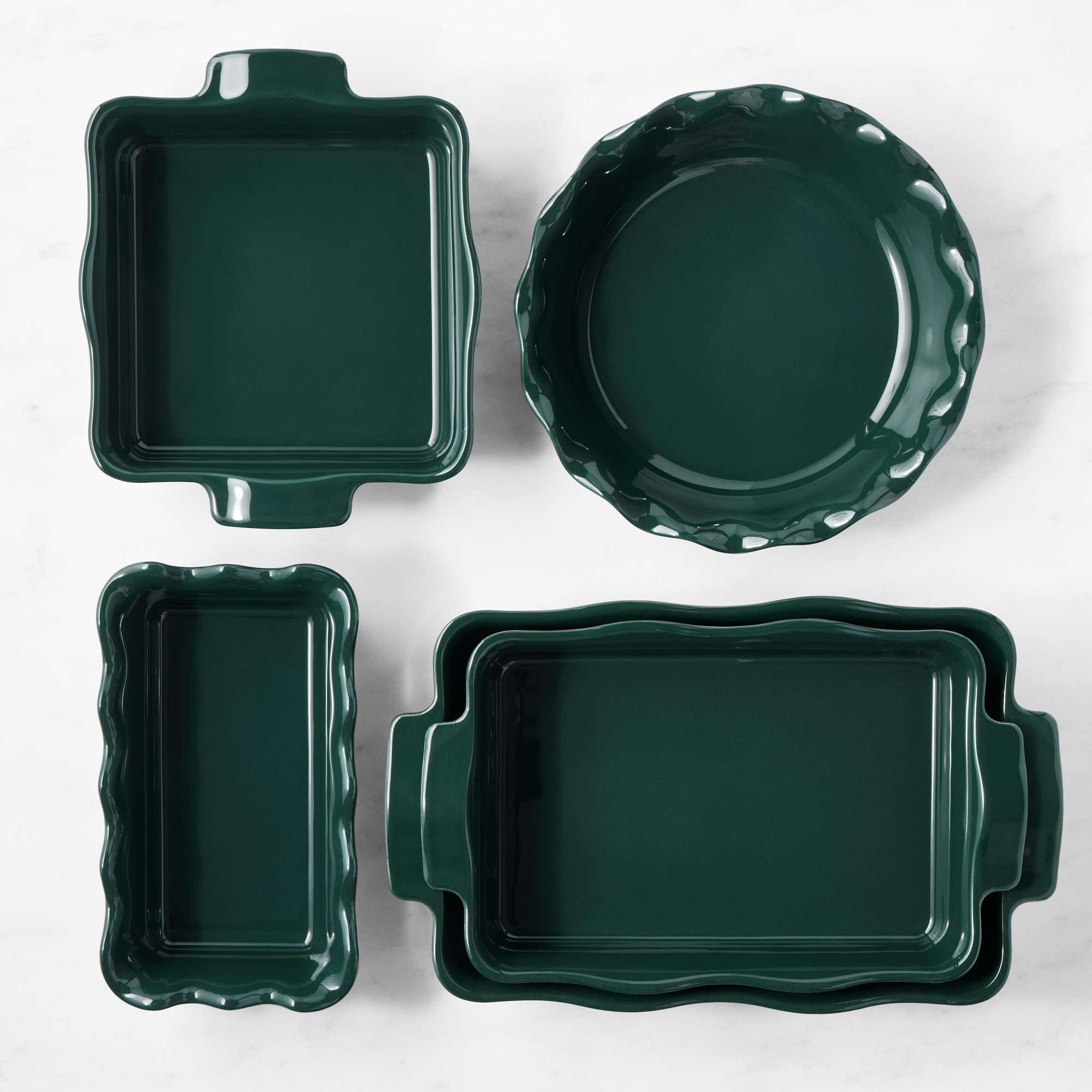 Emile Henry French Ceramic Ruffle Bakeware, Ultimate Set of 5 Sansujyuku sansujyuku.com