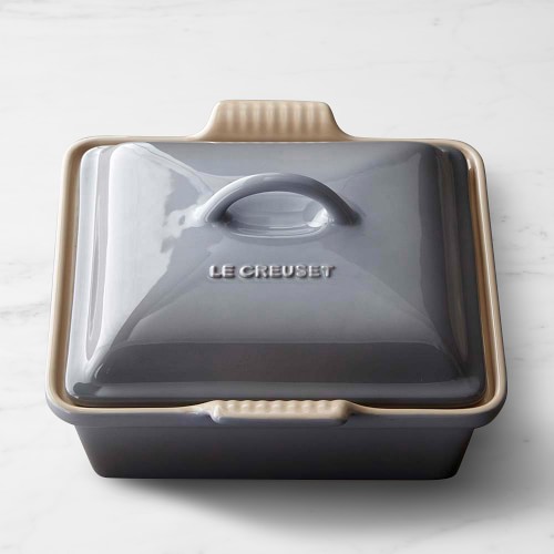 Le Creuset Stoneware Shallow Square Covered Baker, French Grey