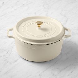 Staub Enameled Cast Iron Round Dutch Oven, 5.5-Qt., Matte French Creme