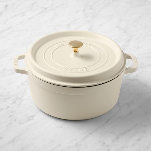 Staub Enameled Cast Iron Round Dutch Oven, 5.5-Qt., Matte French Creme