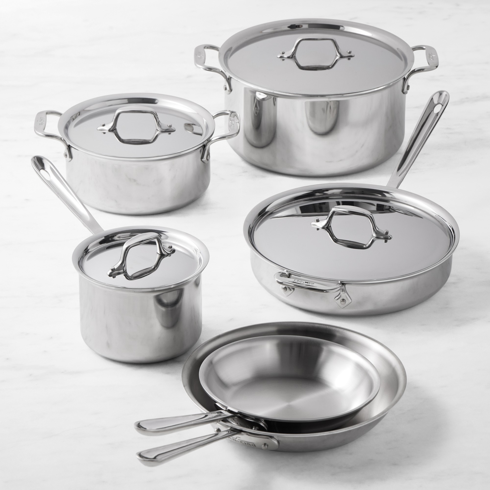 All-Clad D3 Tri-Ply Stainless-Steel 10-Piece Cookware Set Simolary simolary.com