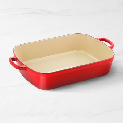 Le Creuset Signature Enameled Cast Iron Rectangular Roasting Pan, 5.25-Qt., Red