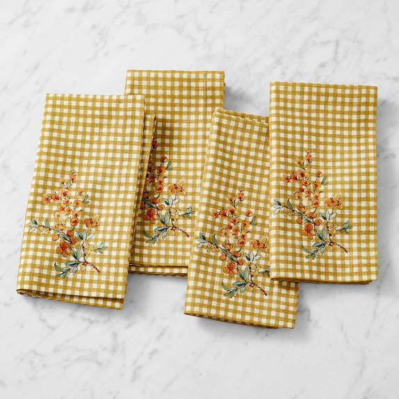 Autumn Botanical Gingham Napkins, Set of 4