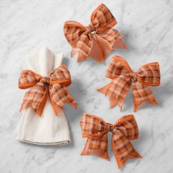 Kim Seybert x Williams Sonoma Fall Plaid Bow Napkin Rings, Set of 4