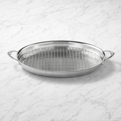 Hestan Provisions Stainless-Steel Oval Gratin Roaster with Rack, 17.5″ Simolary simolary.com