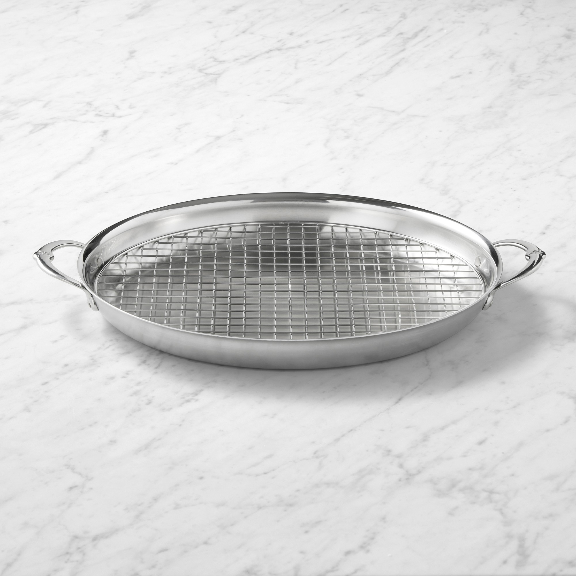 Hestan Provisions Stainless-Steel Oval Gratin Roaster with Rack, 17.5″ Sansujyuku sansujyuku.com