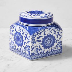 Blue & White Ceramic Porcelain Canisters, Small