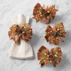 Kim Seybert x Williams Sonoma Botanical Spray Napkin Rings, Set of 4