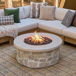Bloomdale Round Stone Propane Fire Pit Table