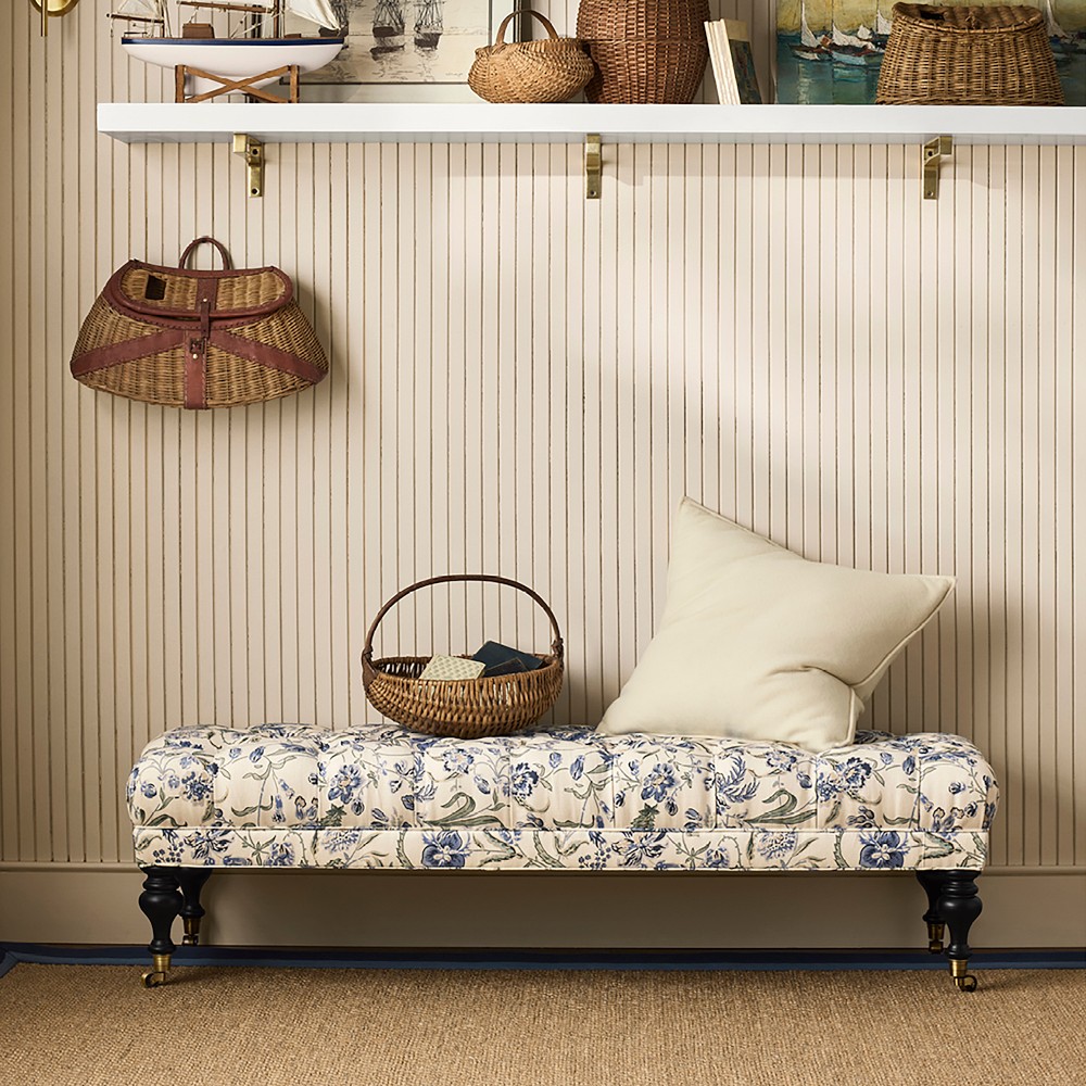 Fairfax Bench, Turned Leg with Tufted Top (51"-61") by Williams Sonoma Home