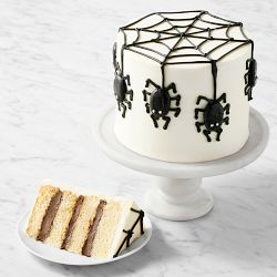 Four-Layer Vanilla Chocolate Spider Web Cake, Serves 8-10