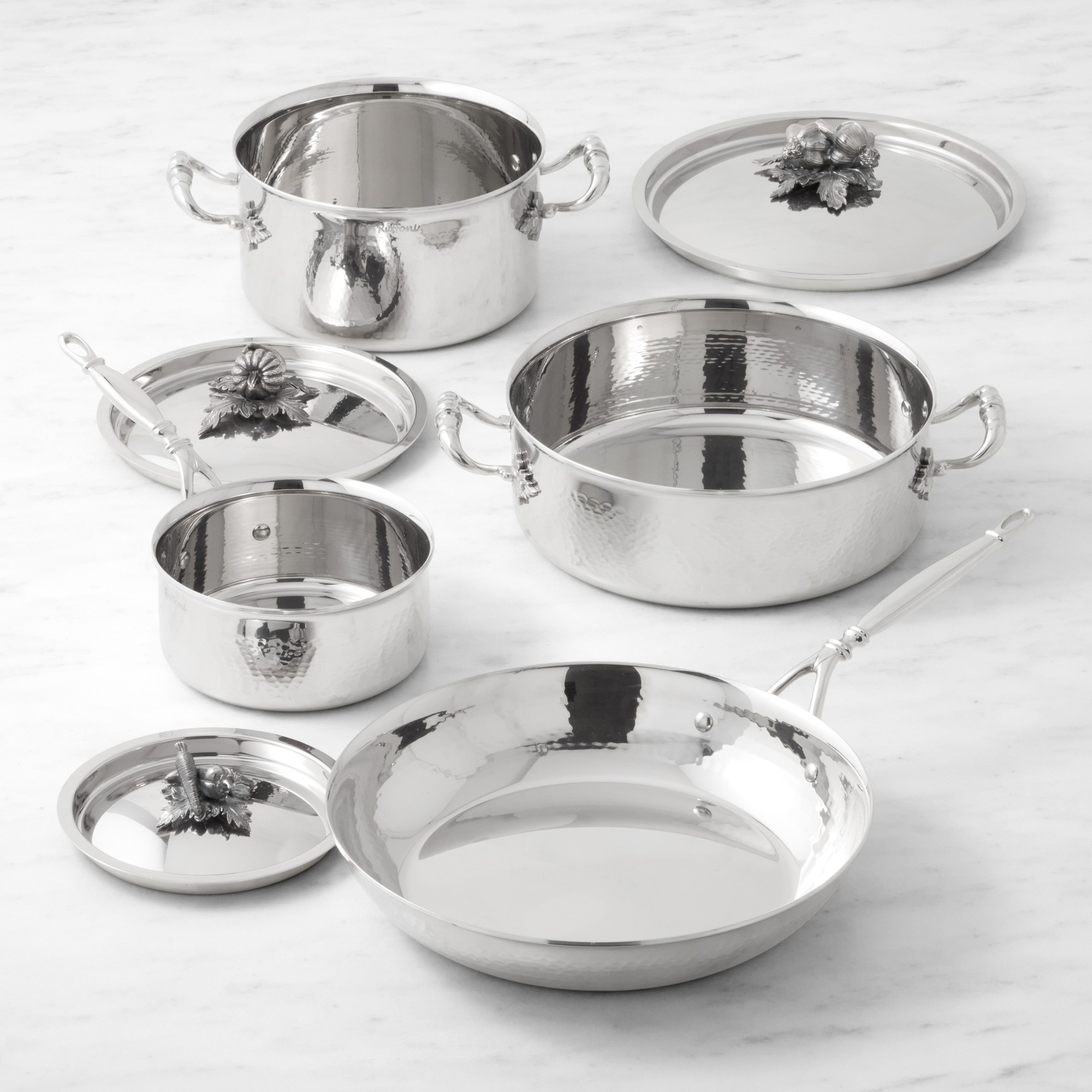 Ruffoni Opus Prima Hammered Stainless Steel 7-Piece Cookware Set Sansujyuku sansujyuku.com
