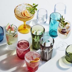 DuraClear® Tritan Outdoor Multicolored Double Old-Fashioned Glasses, Set of 6
