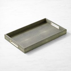OPEN BOX: Faux Shagreen Tray, Rectangle, 13" X 22", Graphite