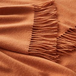 European Solid Cashmere Throw, Orange