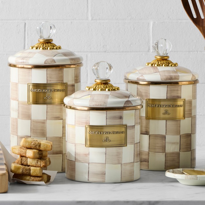 MacKenzie-Childs Mocha Check Canister | Williams Sonoma