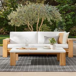 Larnaca Outdoor Teak Fiberstone Coffee Table | Williams Sonoma