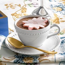 Pillivuyt Beaded Coupe Porcelain Cups &amp; Saucers