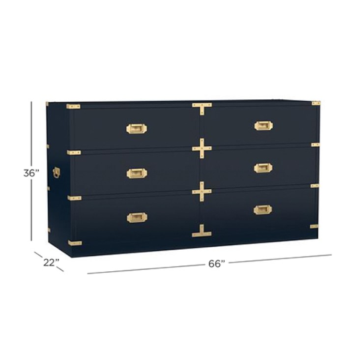 black campaign dresser 6 Drawers Six deep drawers with smoothly lacquered interiors Vintage Mid Century Campaign Dresser