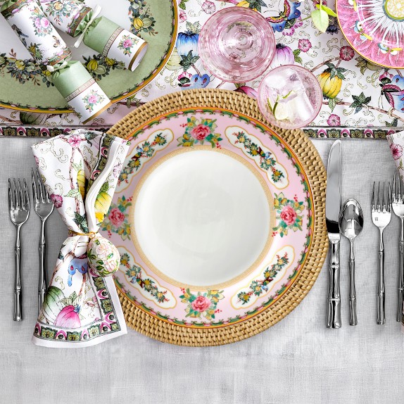 Famille Rose Dinner Plates - Green Rim | Williams Sonoma