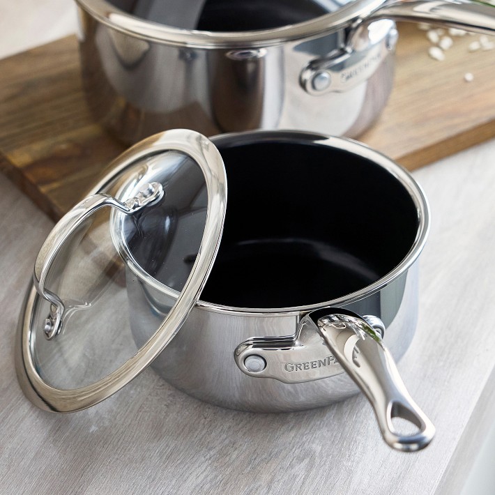 GreenPan Premiere Max Stainless-Steel Ceramic Nonstick Saucepan