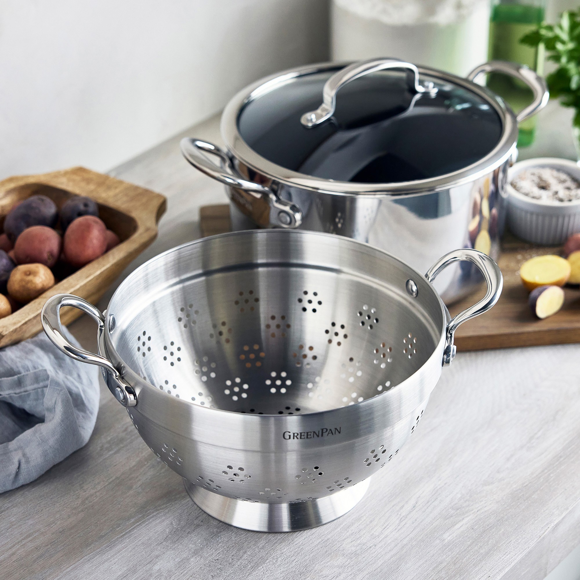 GreenPan Premiere Max Stainless-Steel Ceramic Nonstick Steamer Multipot, 6-Qt. Sansujyuku sansujyuku.com