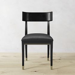 OPEN BOX: Klismos Side Chair, Standard, Milano Leather, Black, Ebony