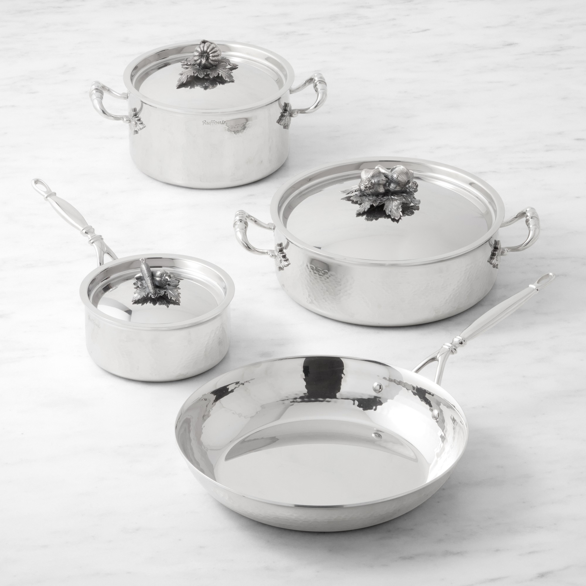 Ruffoni Opus Prima Hammered Stainless Steel 7-Piece Cookware Set Sansujyuku sansujyuku.com
