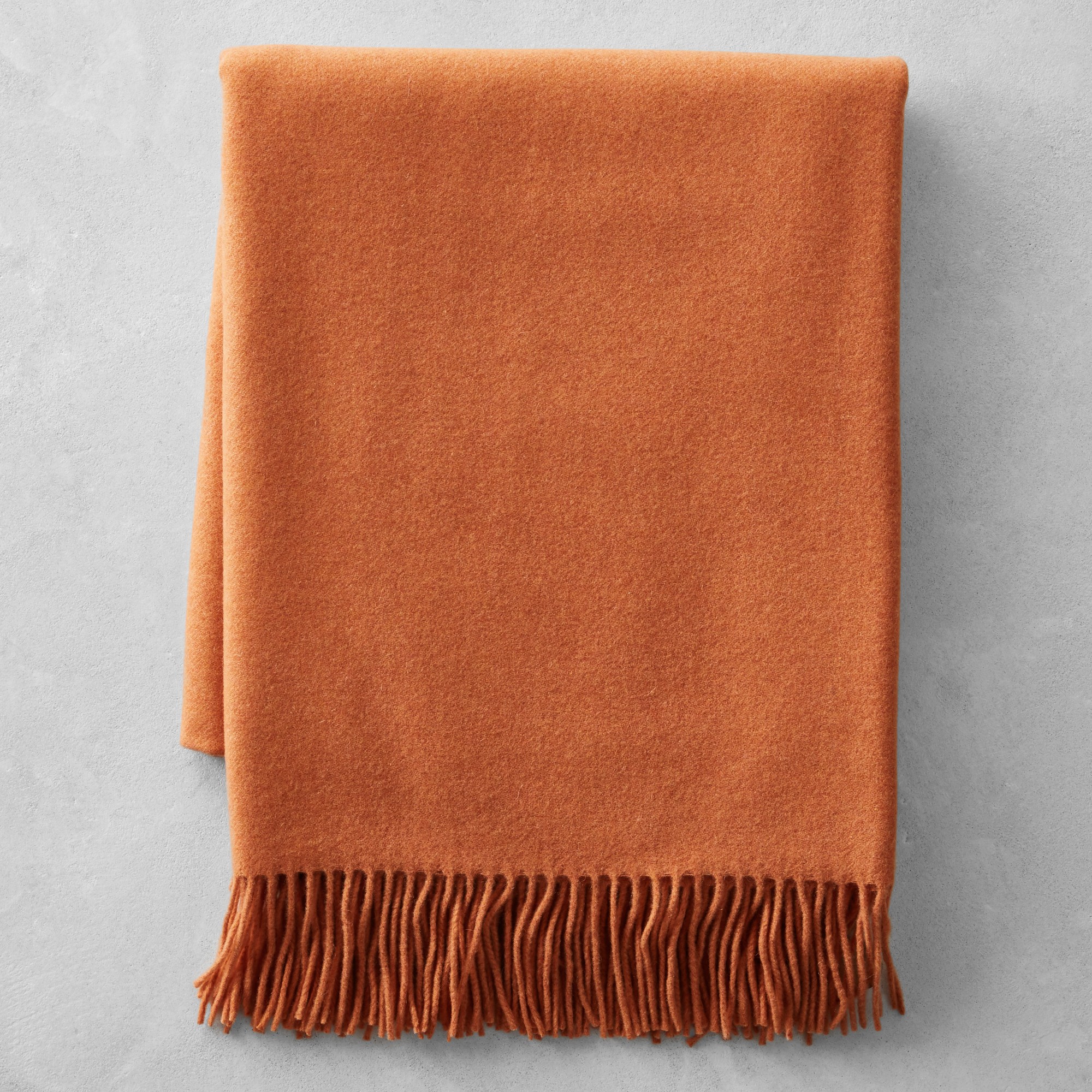 European Solid Cashmere Throw, Orange Simolary simolary.com