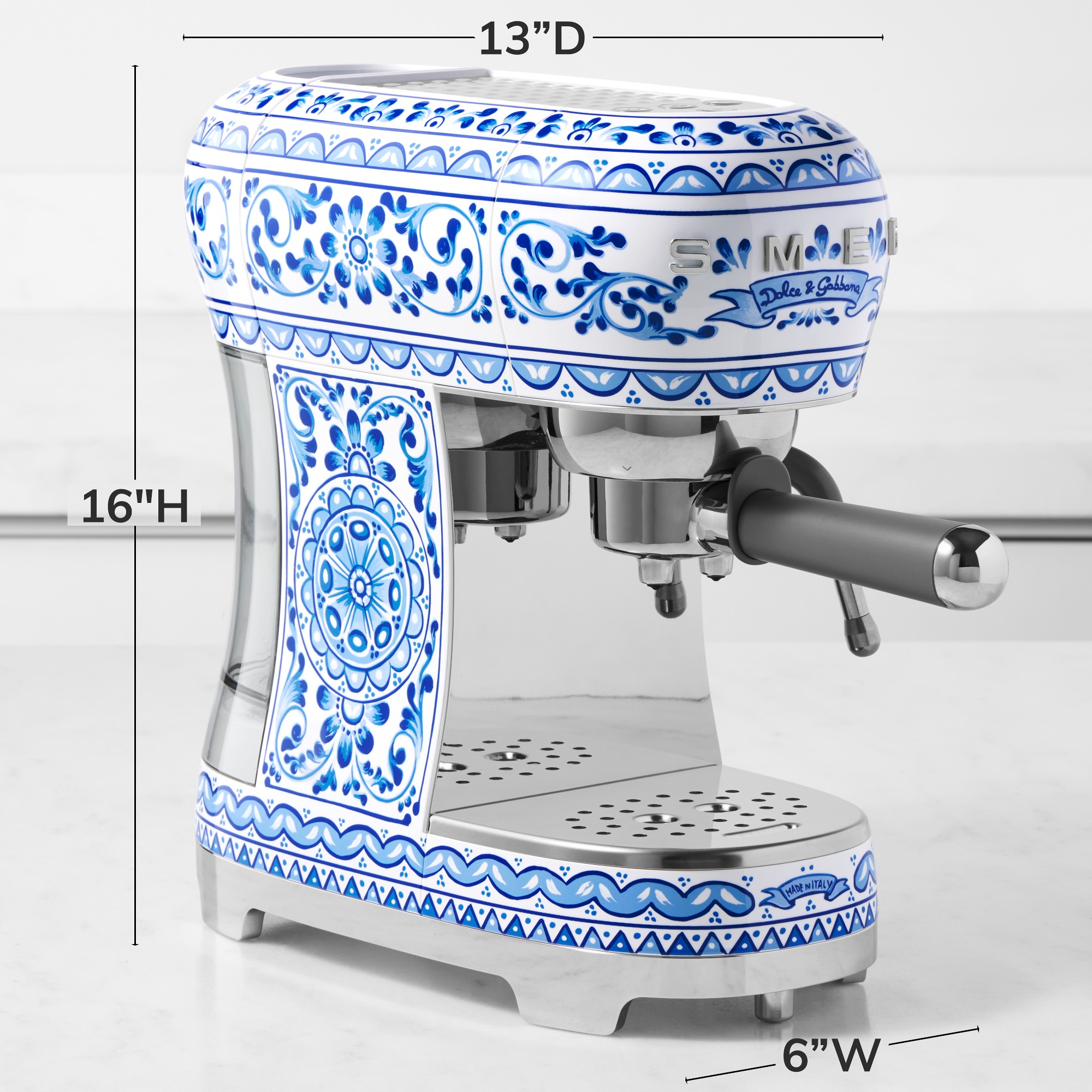 SMEG Dolce & Gabbana Manual Espresso Machine, Blu Mediterraneo Sansujyuku sansujyuku.com