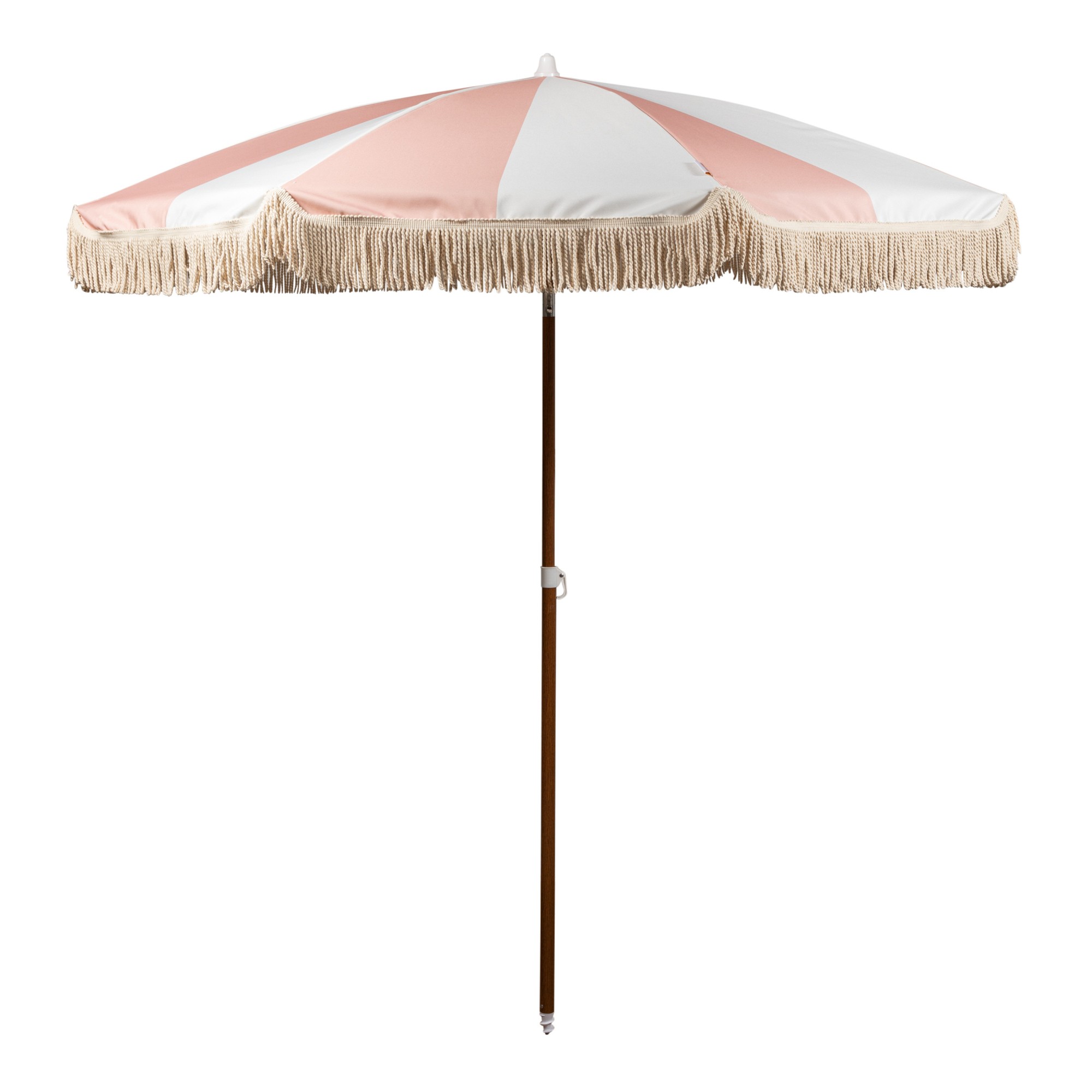6.5′ Round Beach State Summerland Portable Umbrella, Pink Salt Stripe Simolary simolary.com