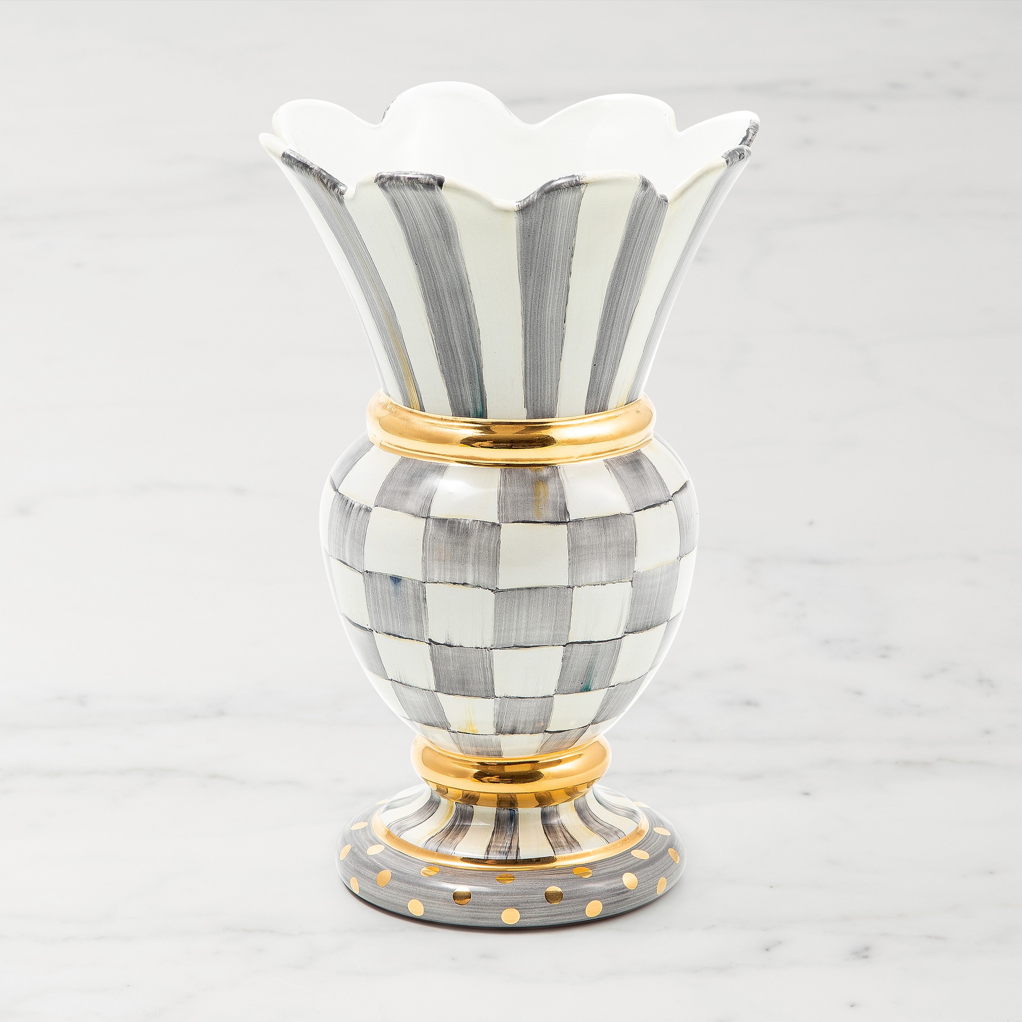 MacKenzie-Childs Sterling Check Great Vase Simolary simolary.com