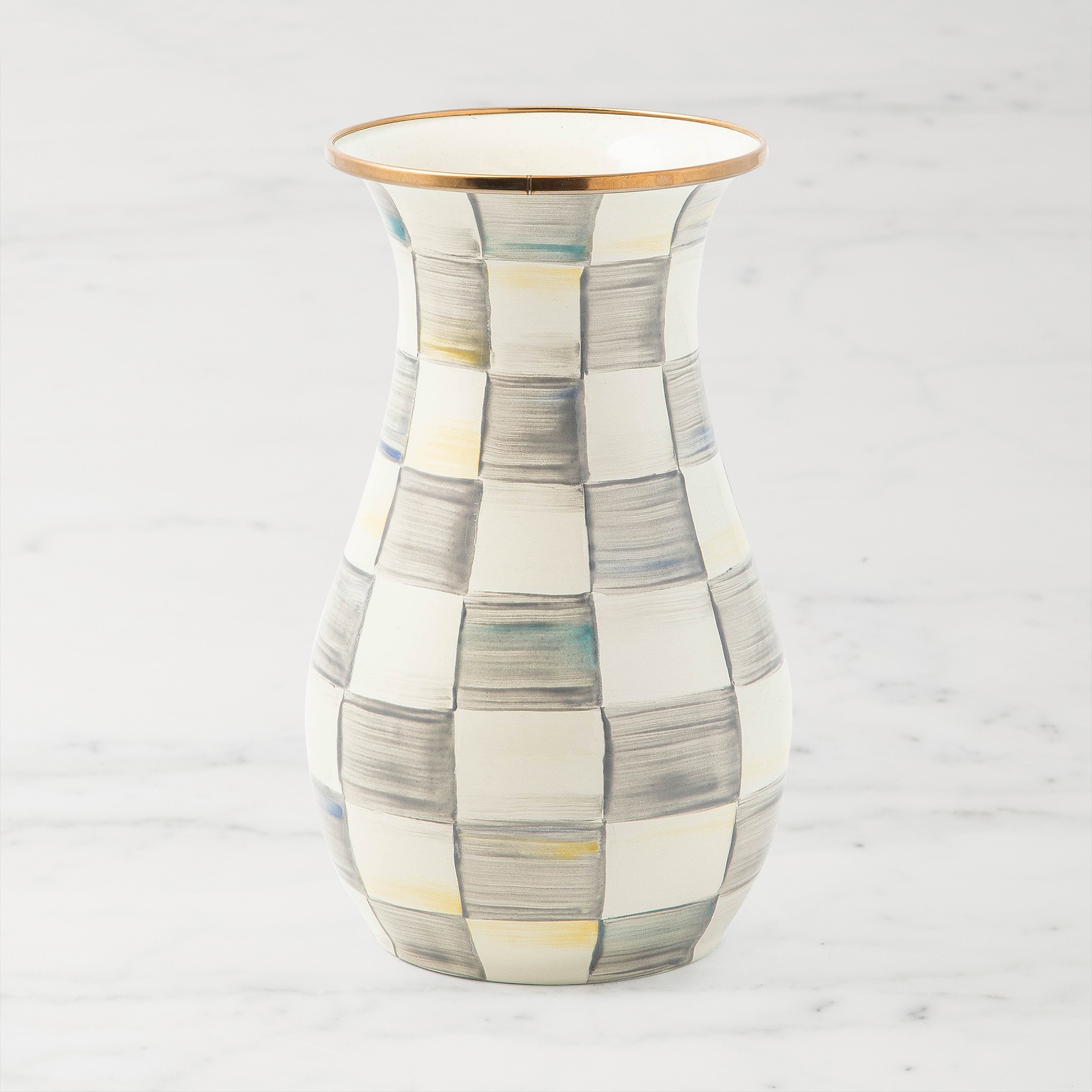 MacKenzie-Childs Sterling Check Tall Vase Simolary simolary.com