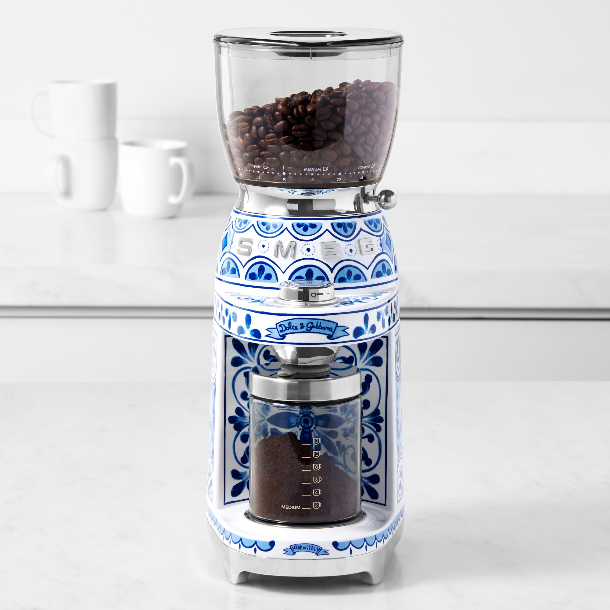 SMEG Dolce & Gabbana Coffee Grinder, Blu Mediterraneo Simolary simolary.com