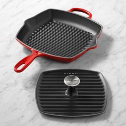 Le Creuset Signature Enameled Cast Iron Square Grill Pan & Press Set