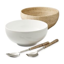 Light Woven Salad Bowl &amp; Servers