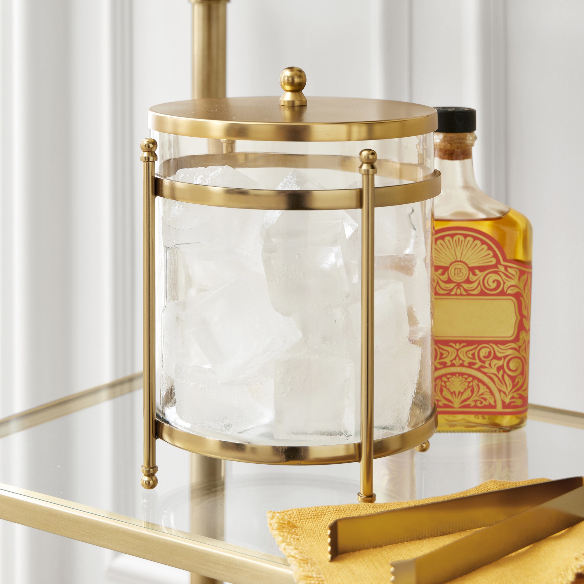 Antique Brass and Glass Ice Bucket Sansujyuku sansujyuku.com