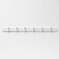 Hold Everything Adjustable Row of Hooks, White