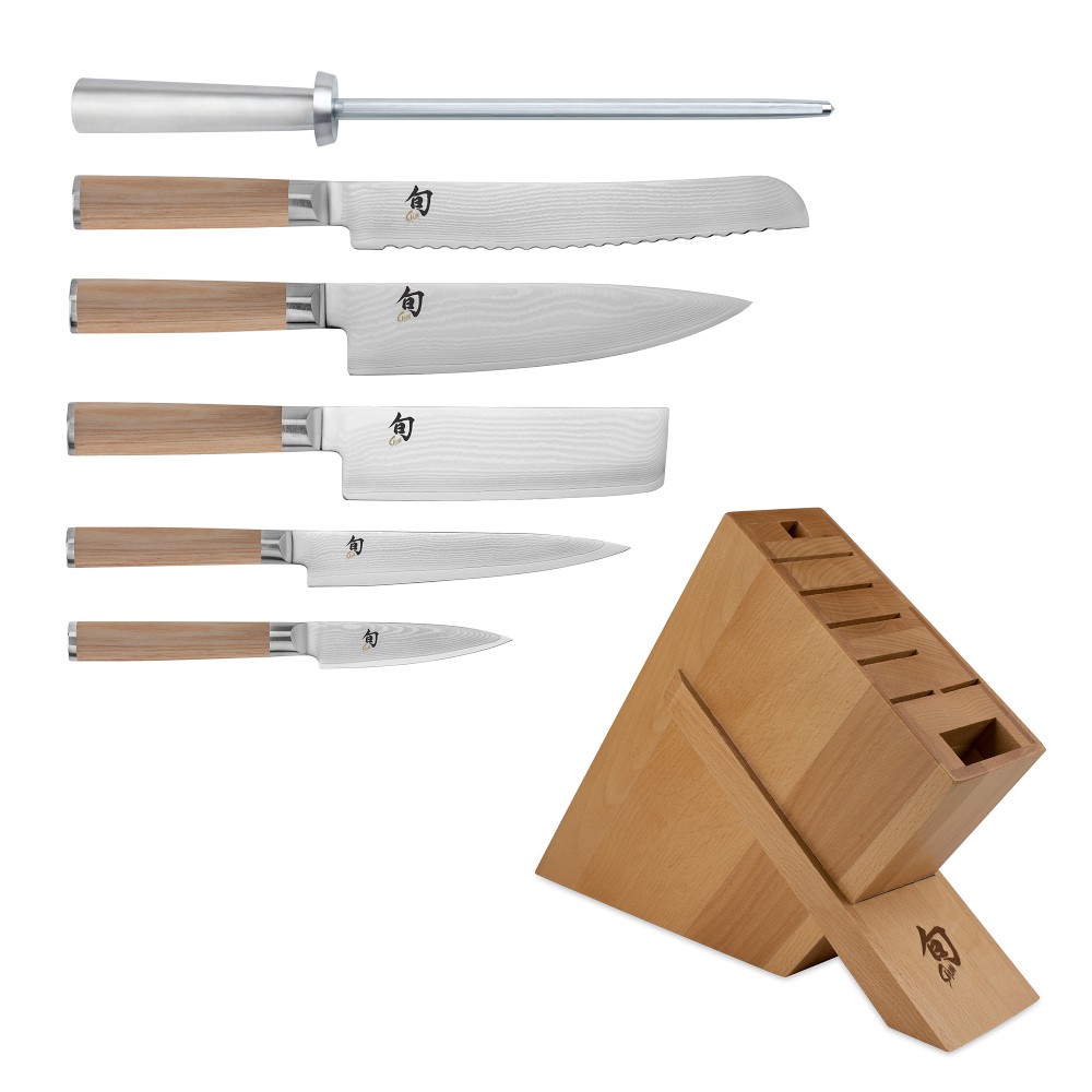 Shun Classic Blonde Knife Block, Set of 7 - Set of 7