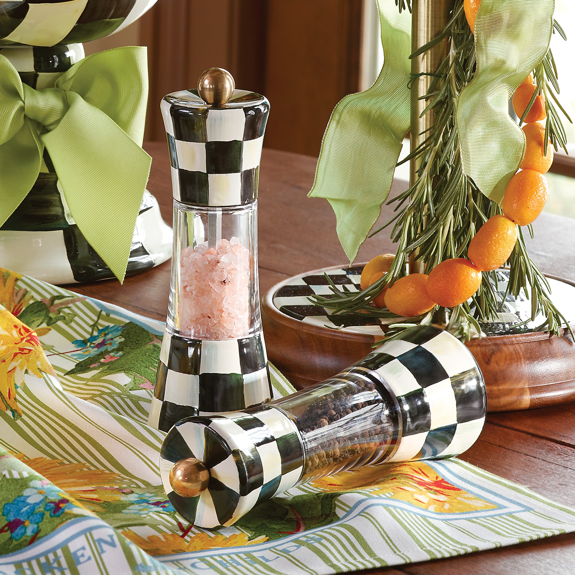 MacKenzie-Childs Courtly Check Salt & Pepper Mills, 7″ Simolary simolary.com