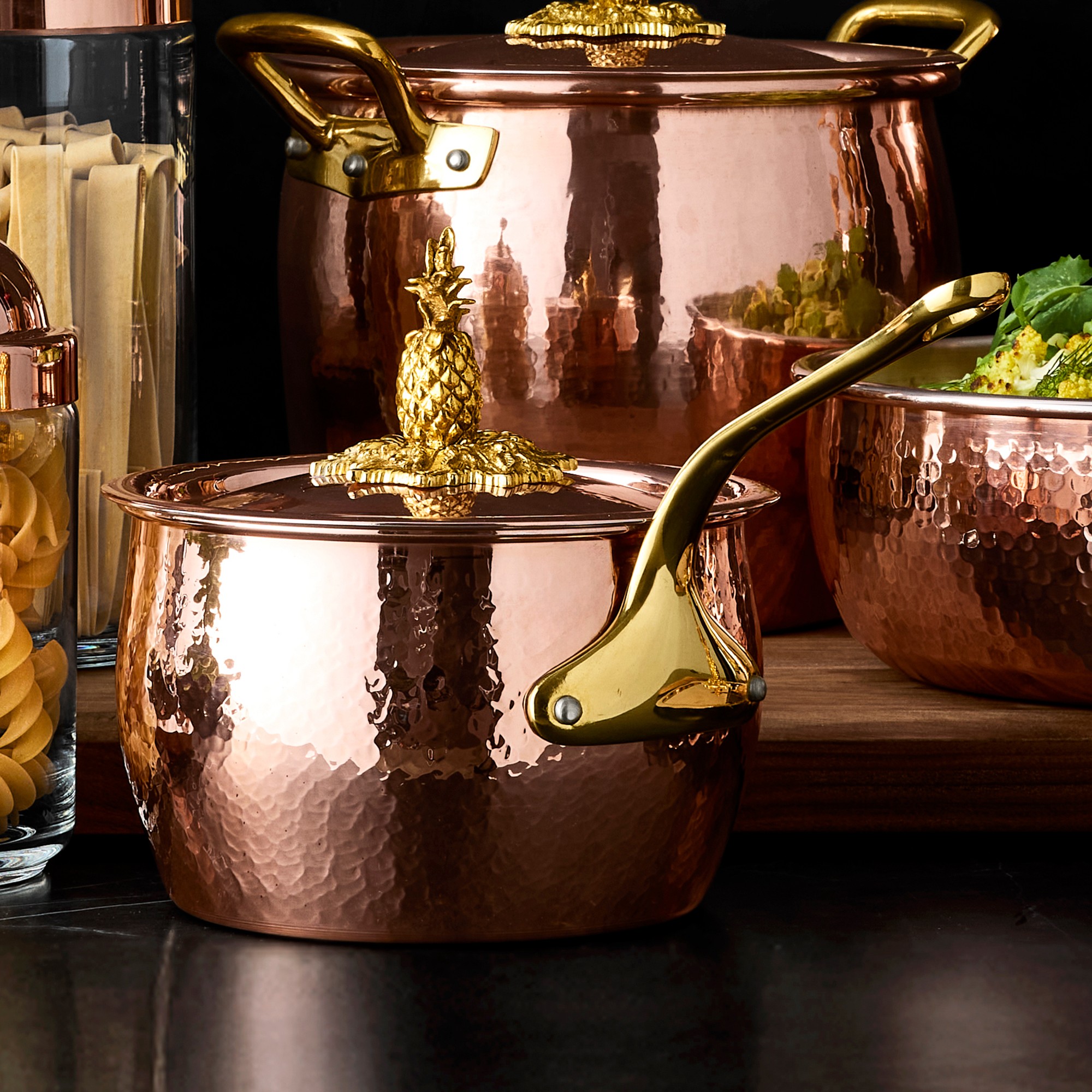Ruffoni Historia Hammered Copper 7-Piece Cookware Set with Pineapple Knobs Sansujyuku sansujyuku.com