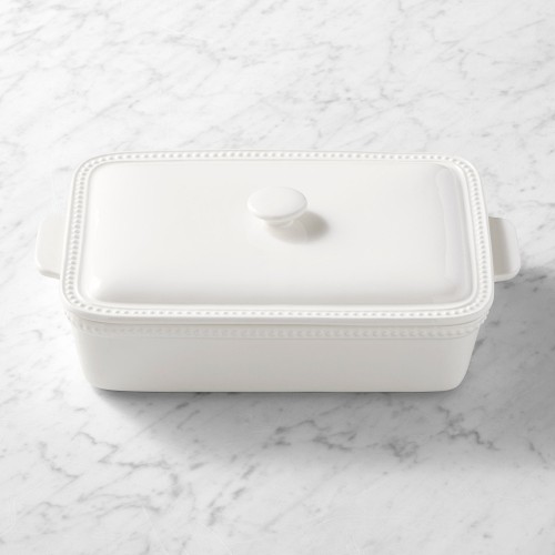 Williams Sonoma Beaded Stoneware Covered Rectangular Baker, 4-qt.