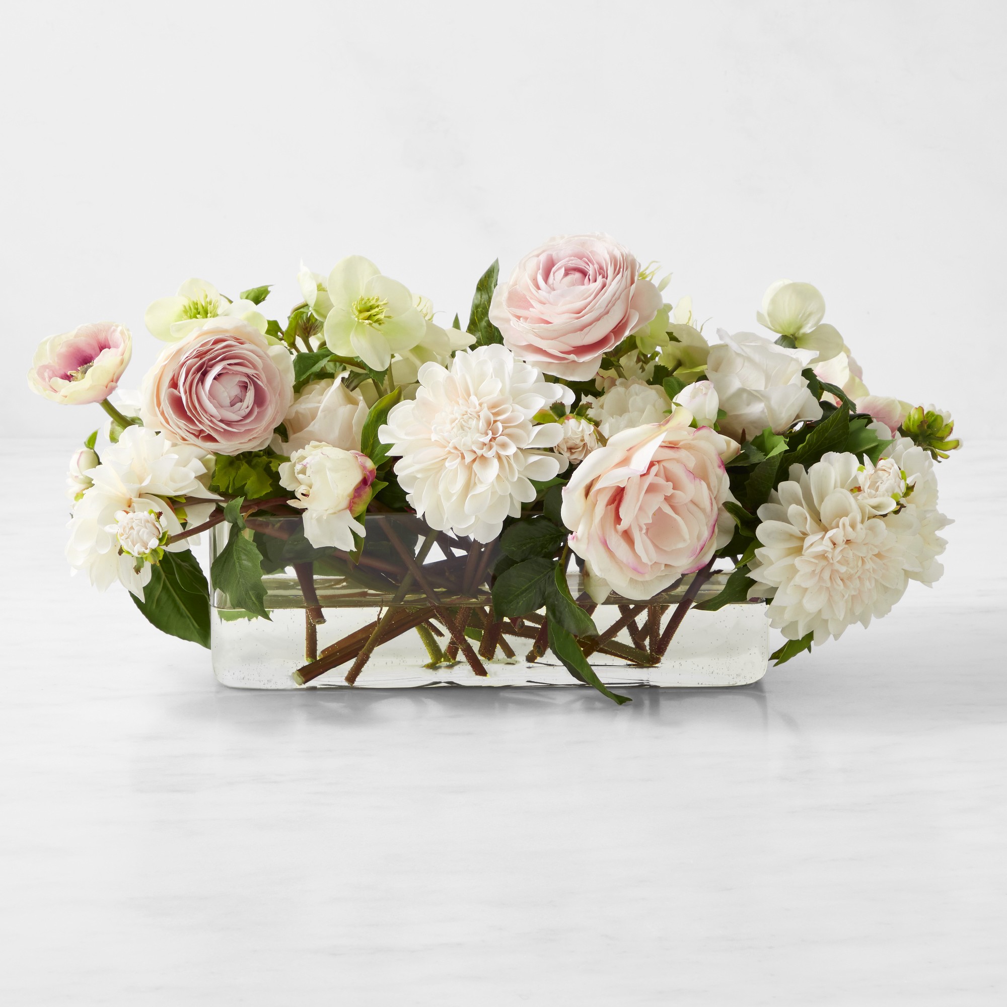 Famille Rose Faux Floral Arrangement in Table Runner Vase Simolary simolary.com