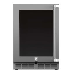 Hestan 24" Built In Outdoor Refrigerator, Glass Door, Left, Lock, Steeletto