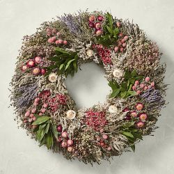 Pink Floral Garden Live Wreath, 30"