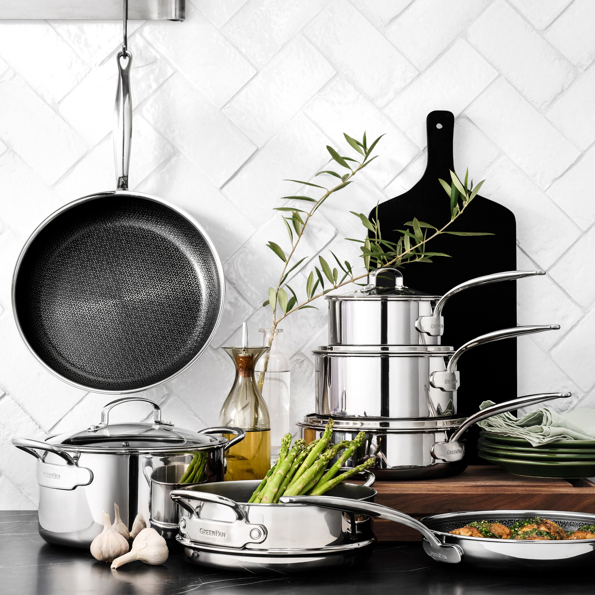 GreenPan Premiere Max Hybrid Stainless-Steel Ceramic Nonstick  11-Piece Cookware Set Sansujyuku sansujyuku.com