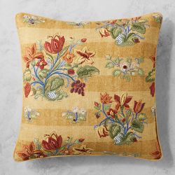 OPEN BOX: Harvest Floral Stripe Pillow, 22" X 22", Gold