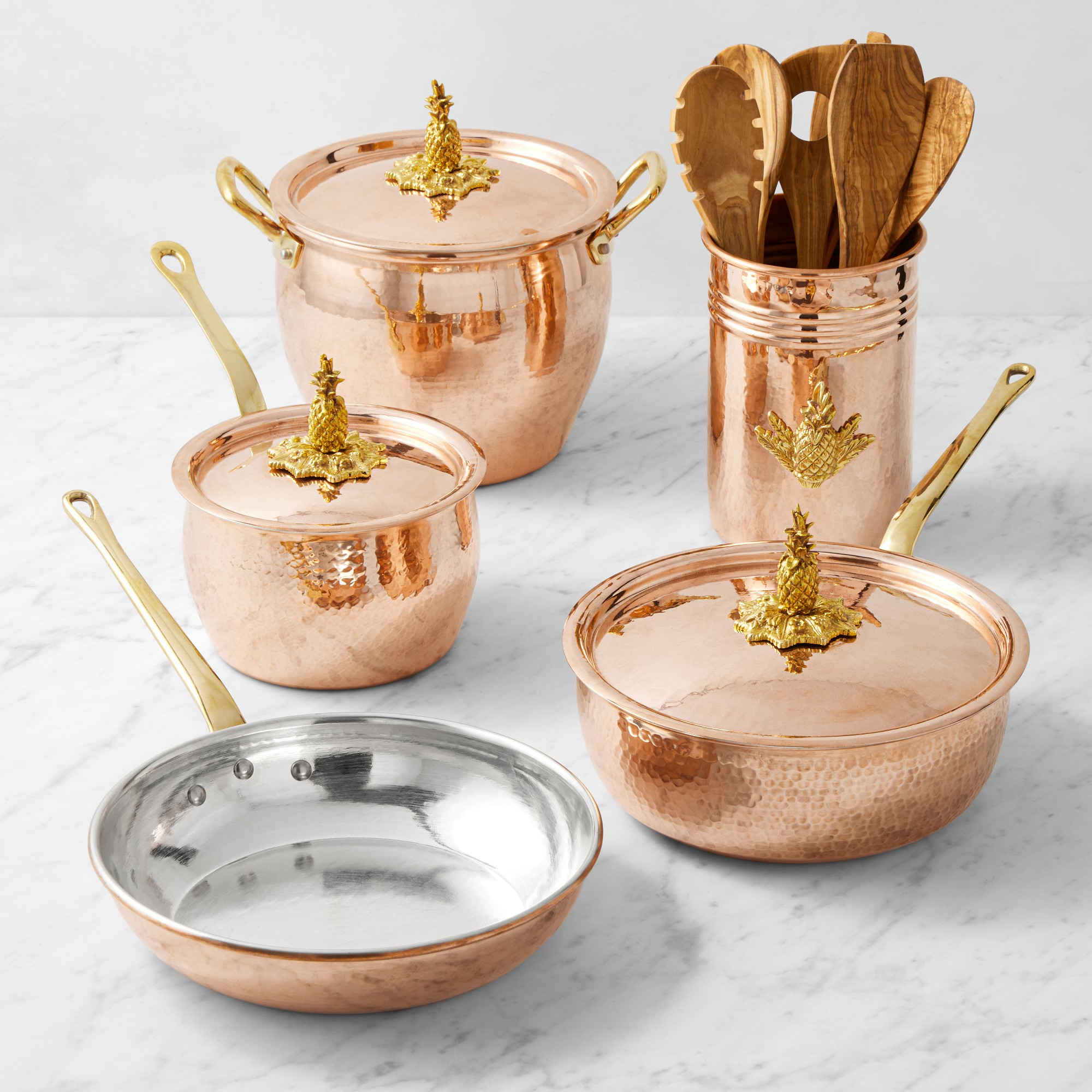 Ruffoni Historia Hammered Copper 14-Piece Cookware Set with Pineapple Knob Sansujyuku sansujyuku.com