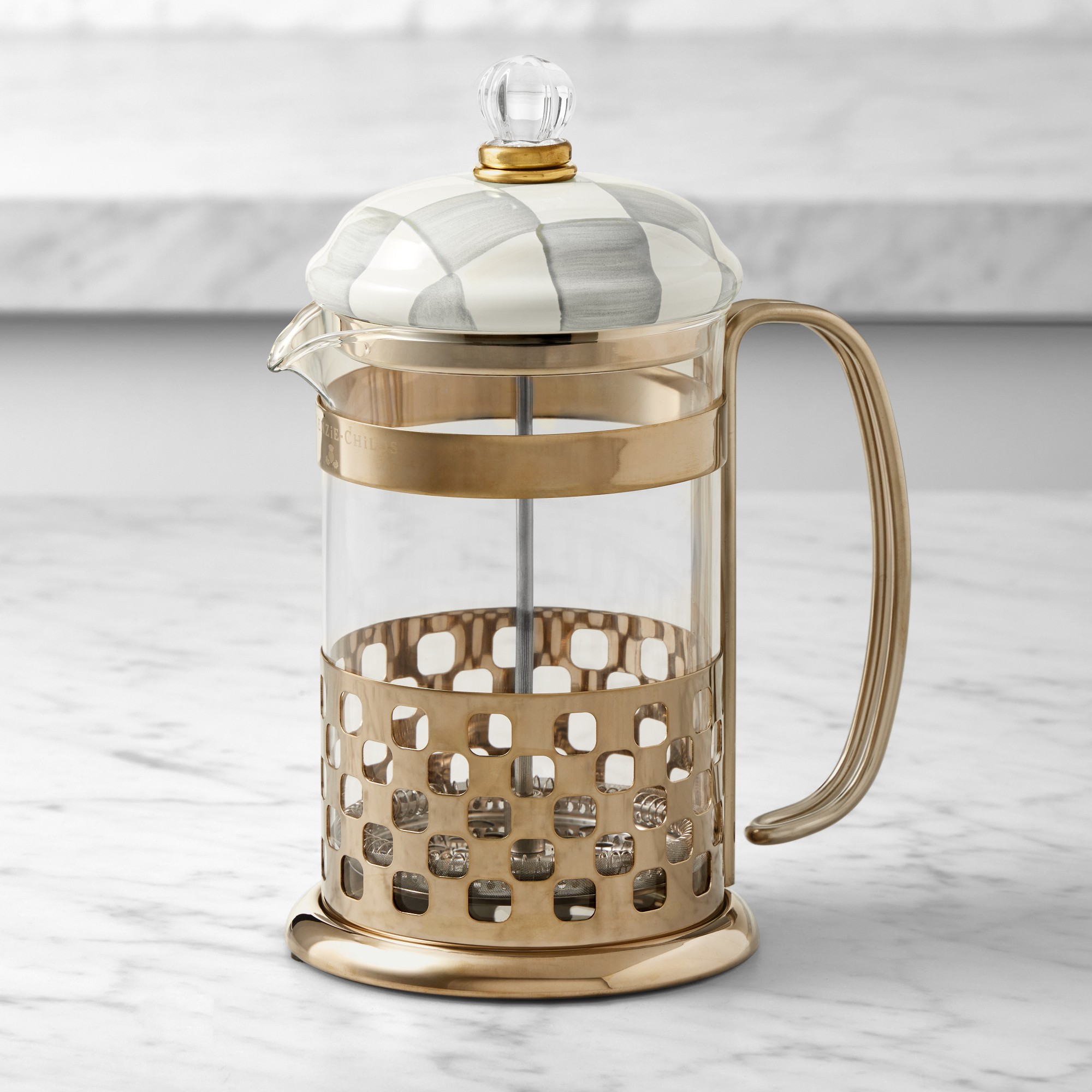 MacKenzie-Childs Sterling Check French Press Simolary simolary.com
