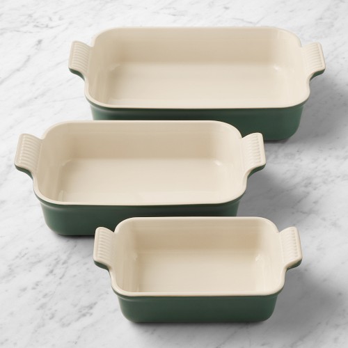 Le Creuset Heritage Open Rectangular Dishes, Set of 3, Foret